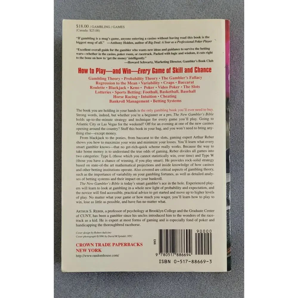 The New Gambler's Bible by Arthur S Reber--Paperback